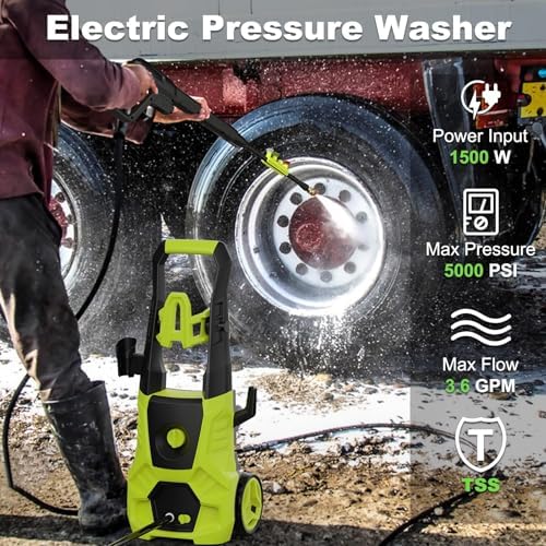 Pressure Washer, 5000PSI Max 3.6GPM Electric Power Washer with Foam Cannon 35FT Power Cord 4