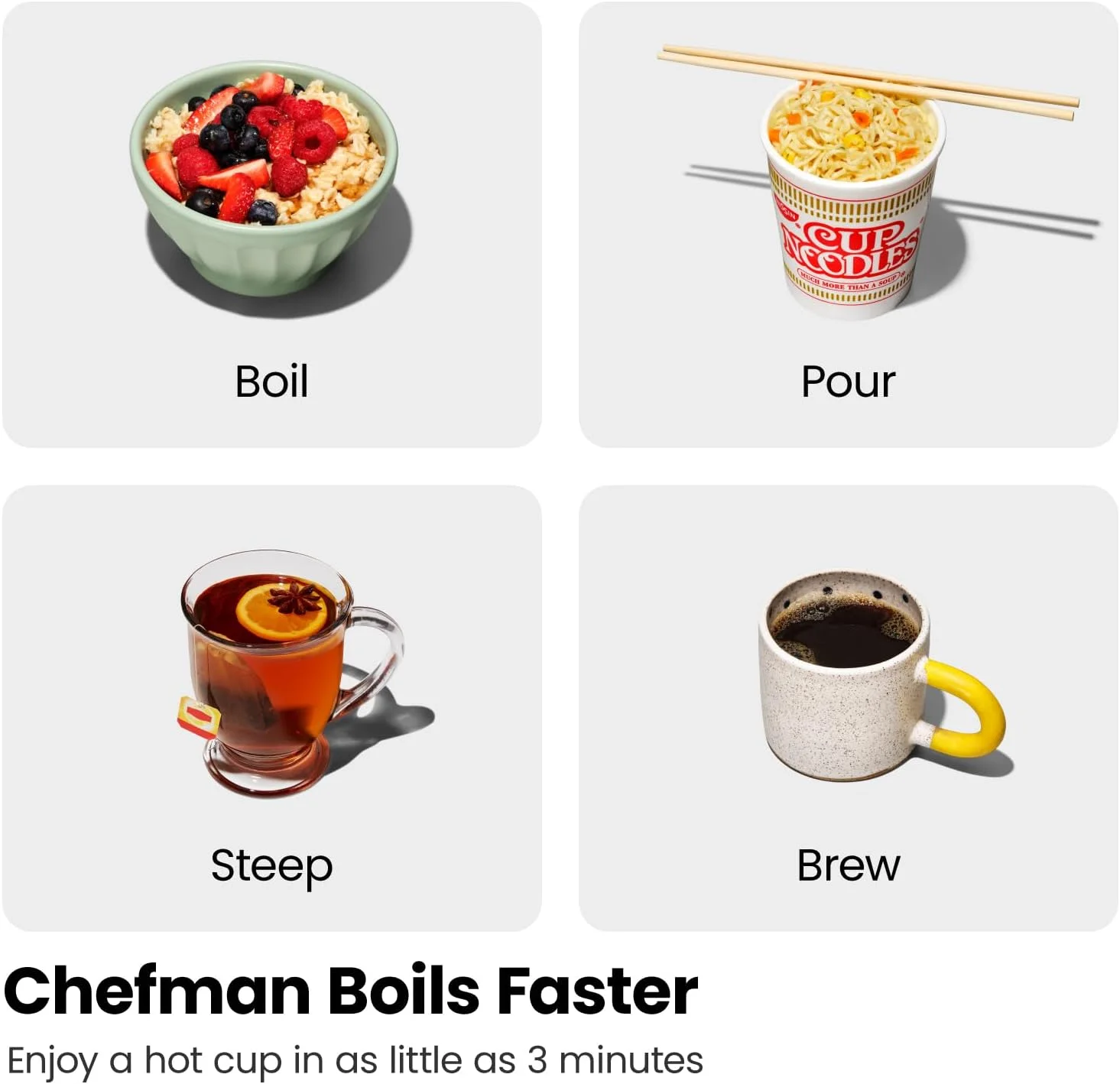 Chefman Fast Boil 1.7L Electric Glass Kettle w/ Tea Infuser, Removable Lid - Black, New