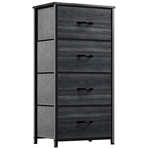YITAHOME Dresser with 4 Drawers - Fabric Storage Tower, Organizer Unit for Bedroom, Hallway, Closets - Sturdy Steel Frame, Wooden Top & Easy Pull Fabric Bins
