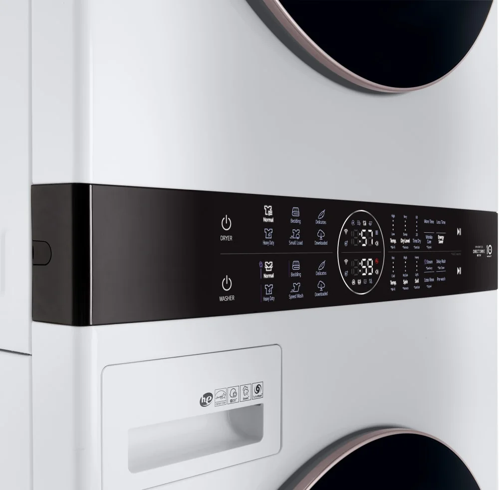 LG WKG101HWA Front Load White Stacked Unit with 4.5 cu. ft. Washer & 7.4 cu. ft. Dryer