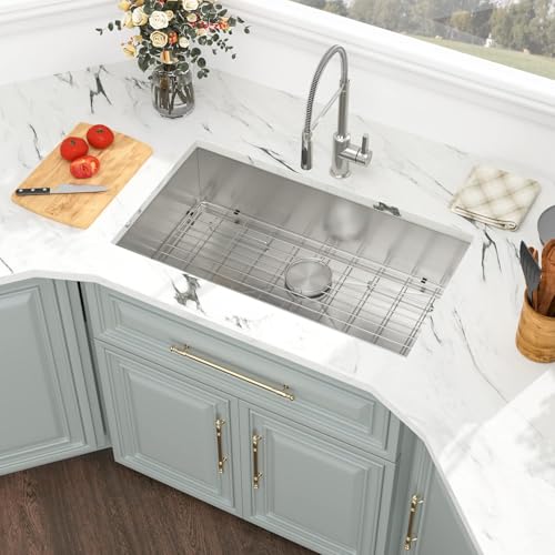 Kichae 12“ Deep Laundry Sink Undermount - 24 Inch Black Undermount Utility Sink Stainless Steel Single Bowl Under Counter Handmade Laundry Utility Room Basin