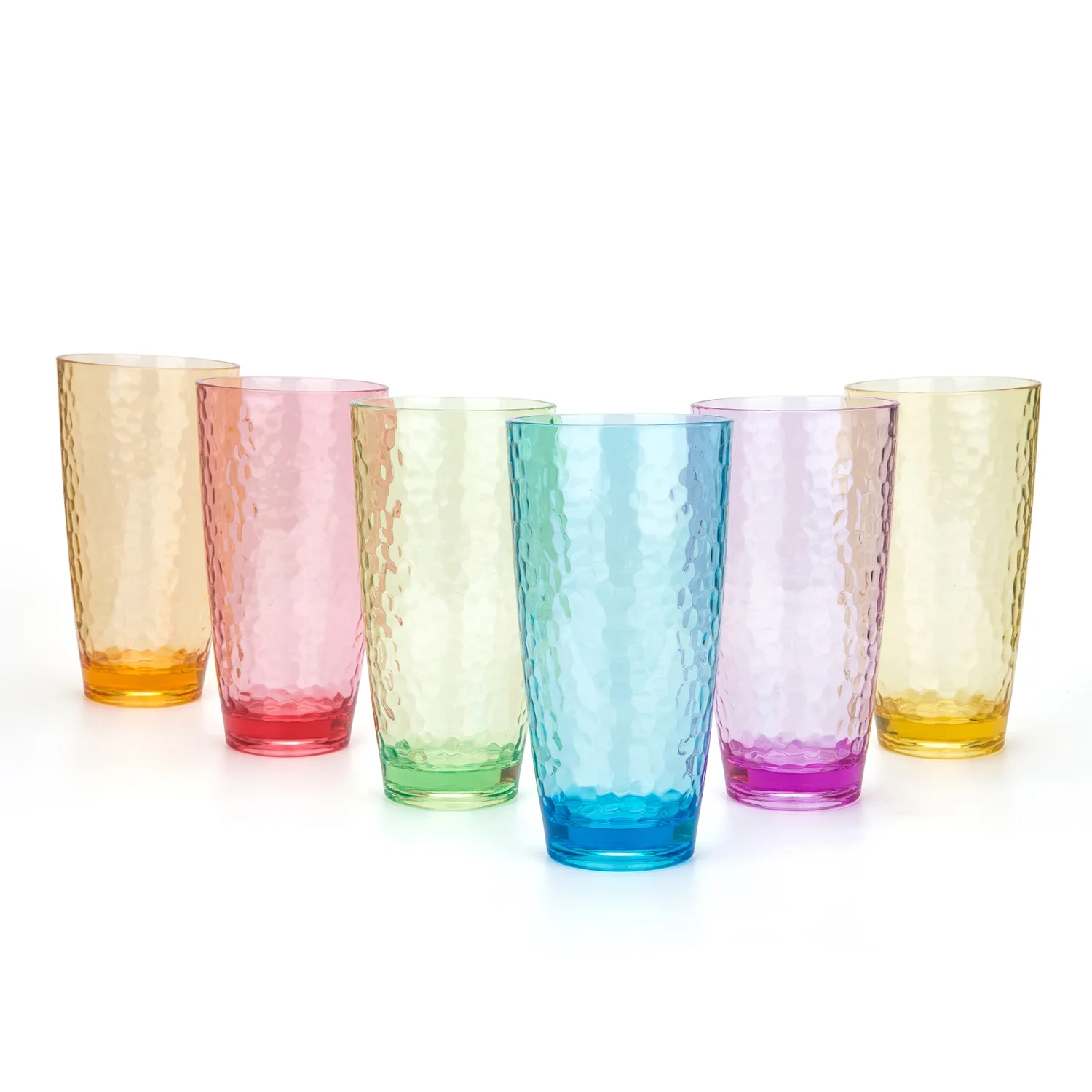 26-Ounce Large Acrylic Glasses Plastic Tumbler/Drinking Cups,Set of 6 Multi-Hammered Style,BPA Free