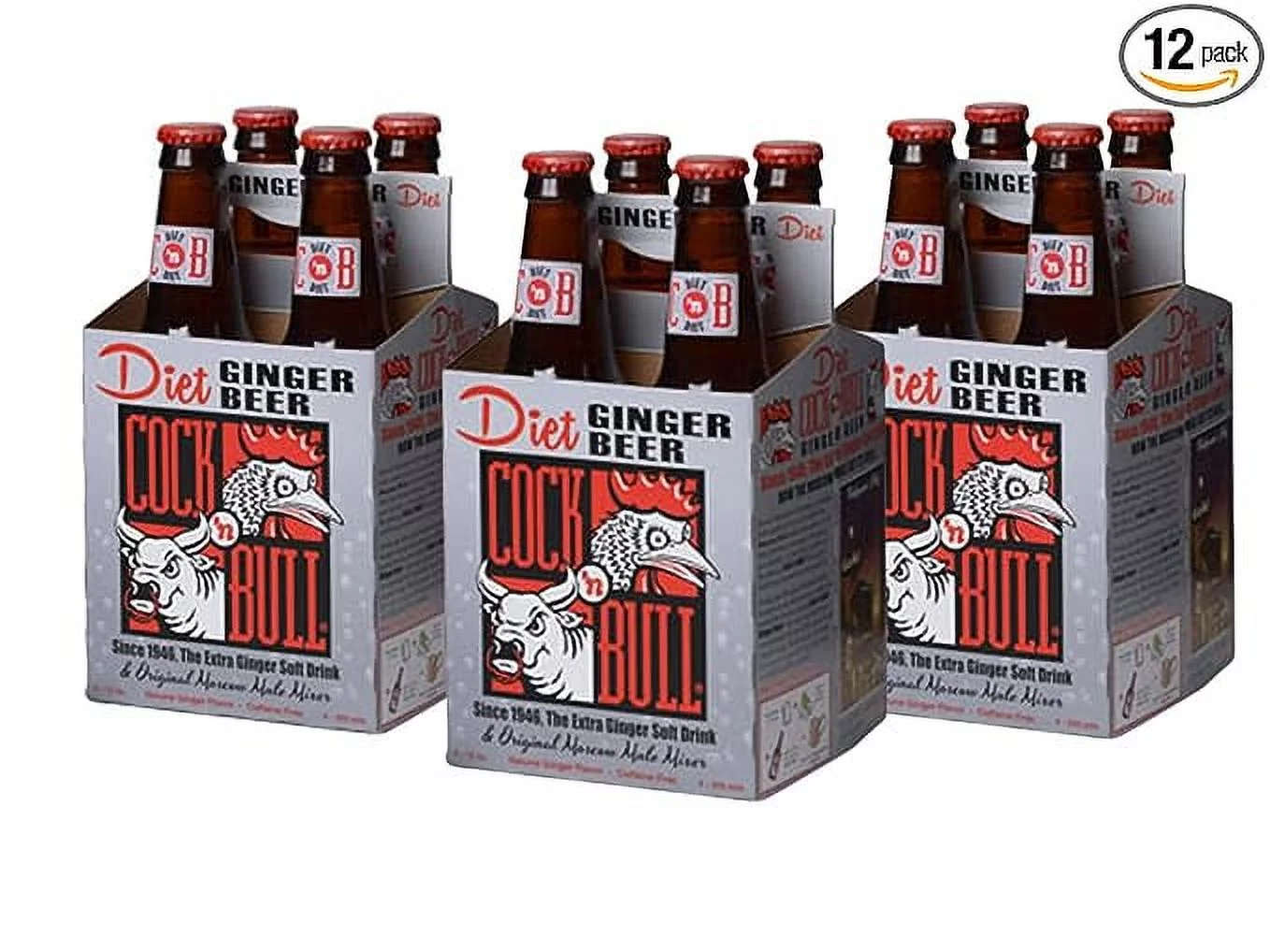 Cock 'n Bull Extra Ginger Soft Drink Bundled by Louisiana Pantry (Diet Ginger Beer, 12 oz Glass)