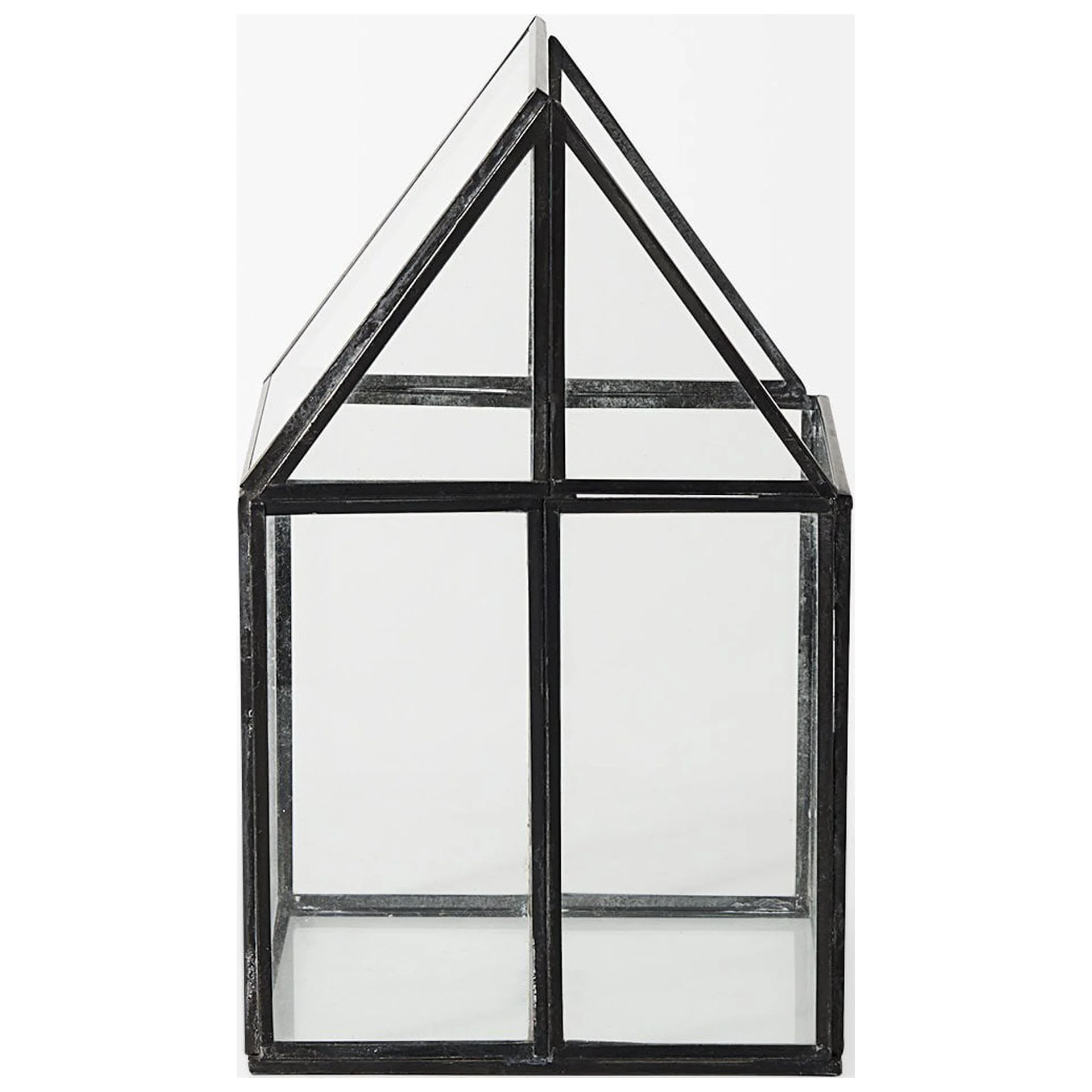 HomeRoots 392580 Petite House Shaped Glass Terrarium, Black
