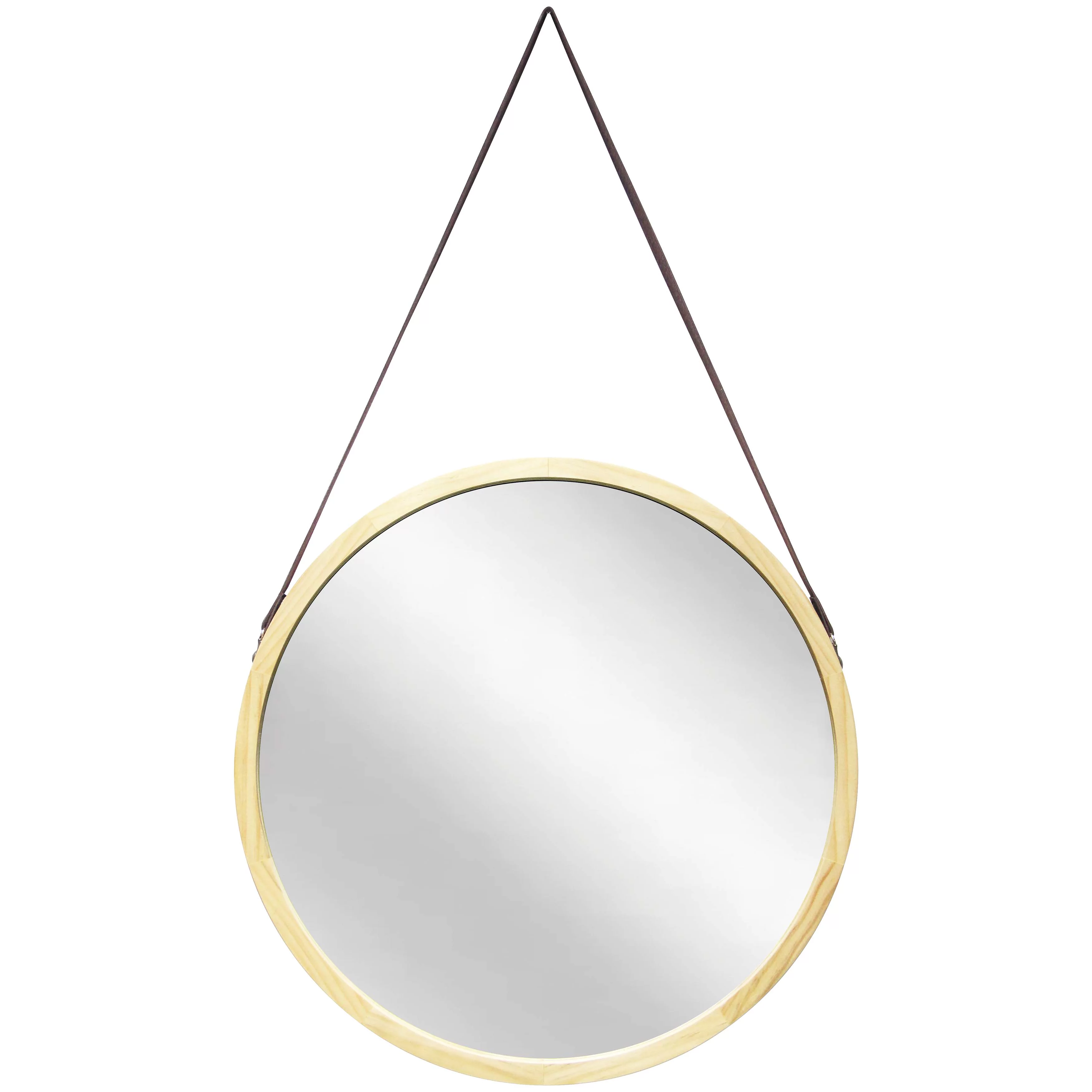 Infinity Instruments Pinewood Brown Round Transitional 18-inch Wall Mirror