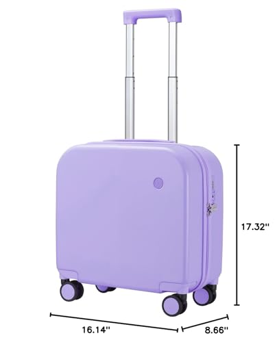 mixi Upgrade Carry on Luggage 14 Inch Underseat Personal Item Suitcases with Spinner Wheels, Hardside Rolling Suitcase PC with TSA Lock Lightweight Travel Case, Fine Grid Black