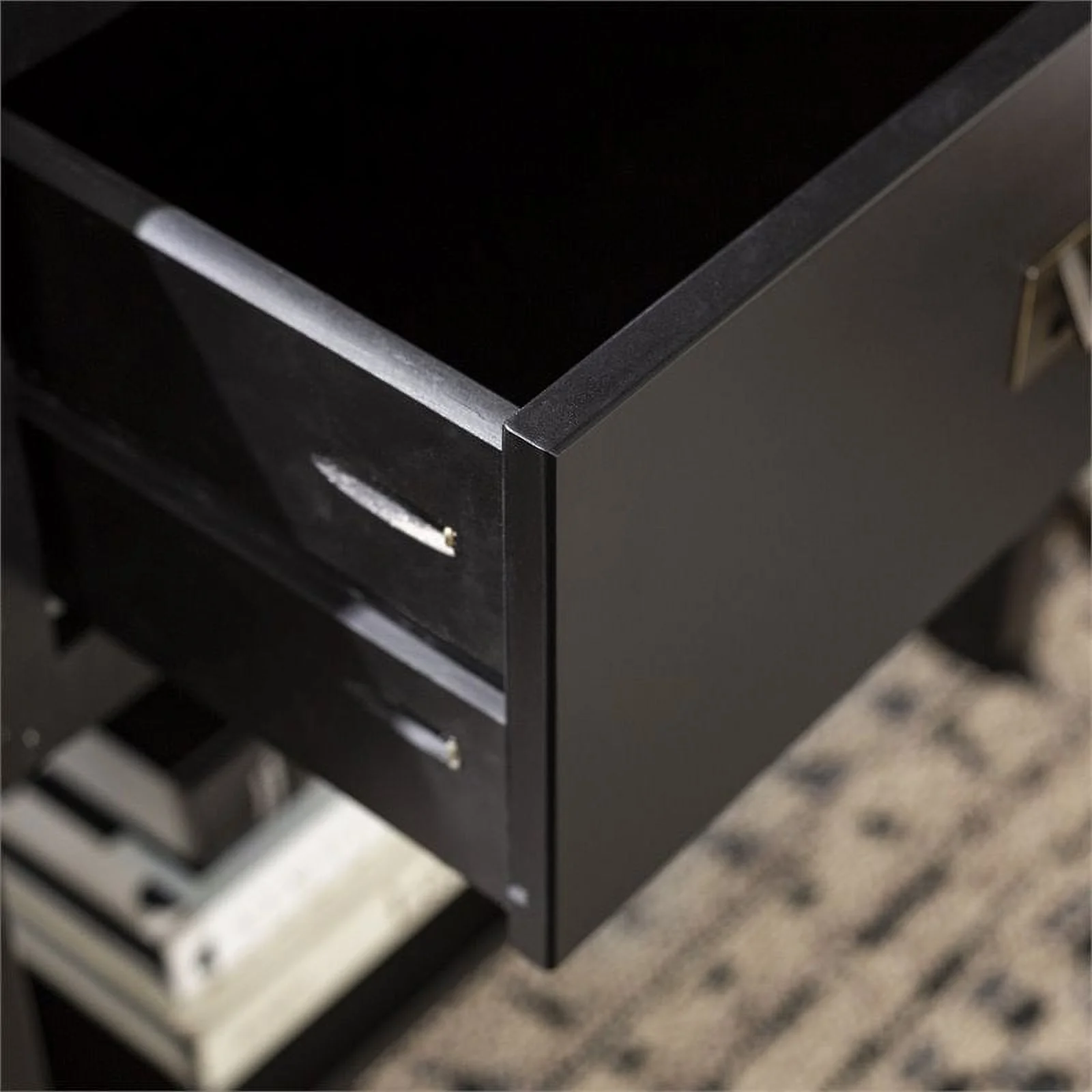 Lydia 2-Piece 1-Drawer Classic Solid Wood Bedroom Nightstand Set in Black