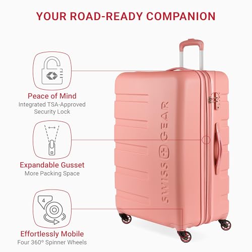 SwissGear 7366 Hardside Expandable Luggage with Spinner Wheels, White, Carry-On 19-Inch