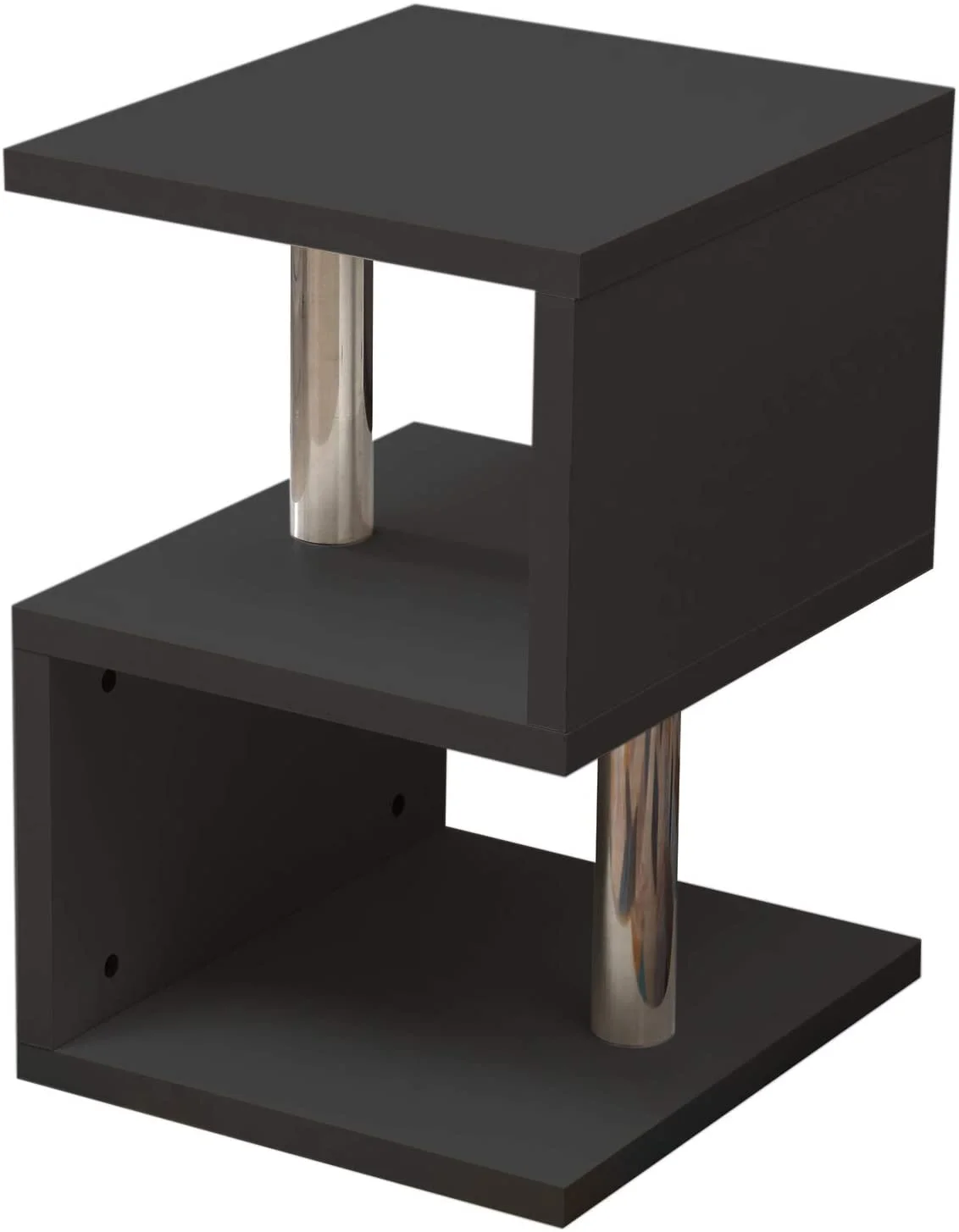 Modern 3Tier S-shaped Sofa Side End Table Furniture LED High Gloss Coffee Table Black