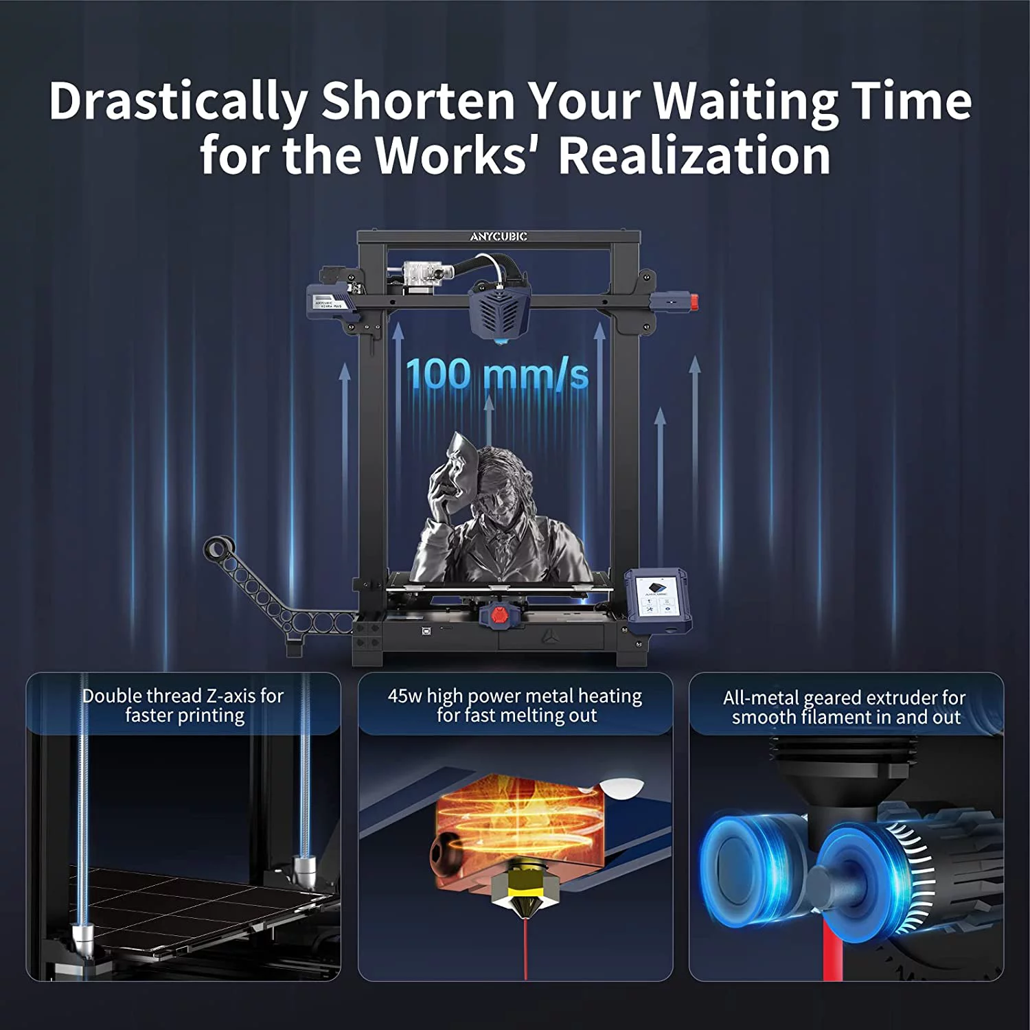 Anycubic  3D Printer  Kobra Plus  Auto Leveling, Large 3D Printer with Smart Precise 25-Point Leveling, Large Build Volume 13.8x11.8x11.8inch