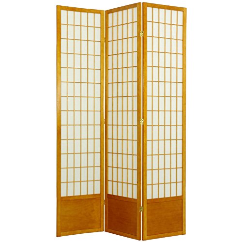 Red Lantern 7 ft. Tall Window Pane Shoji Screen-White-3 Panels Room Divider
