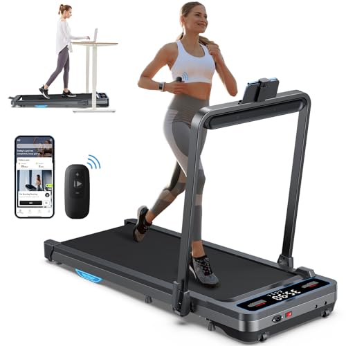 Incline Walking Pad Treadmill: [Voice Controlled] 2 in 1 Smart Treadmill with 300lbs Capacity Compatible with Wellfit Kinomap ZWIFT APP - 2.5HP Quiet Treadmill with Console Remote Control