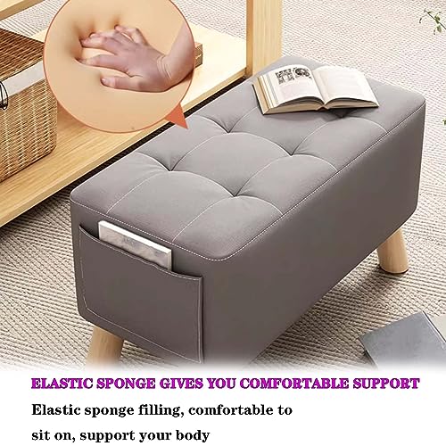 Rectangle Foot Stool, Sofa Stool Footstool with Padded Seat, Footrest Small with Solid Wood Legs, Shoe Changing Stool, for Hallway Office Lounge Dorm Room