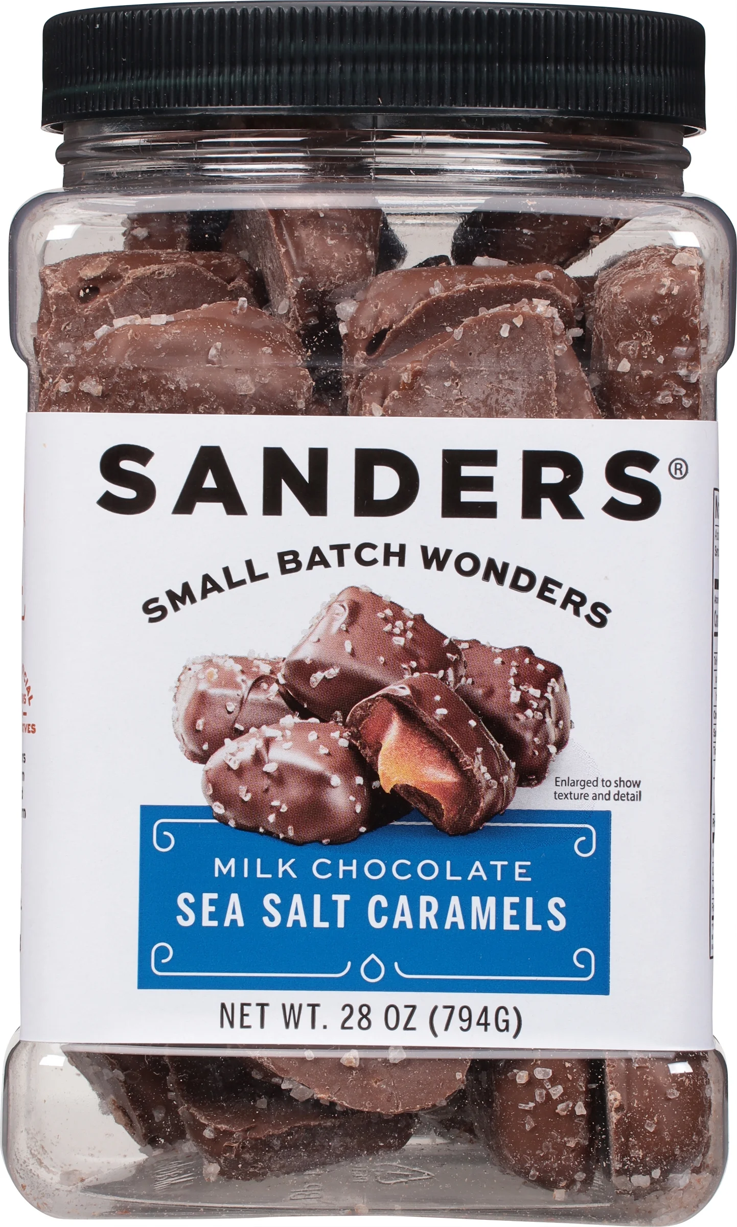 Sanders Milk Chocolate Sea Salt Caramels Pinch Grip Tub, 28 oz.