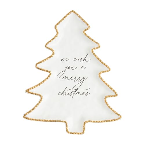 Mud Pie Christmas Tree Beaded Platter; 12 3/4