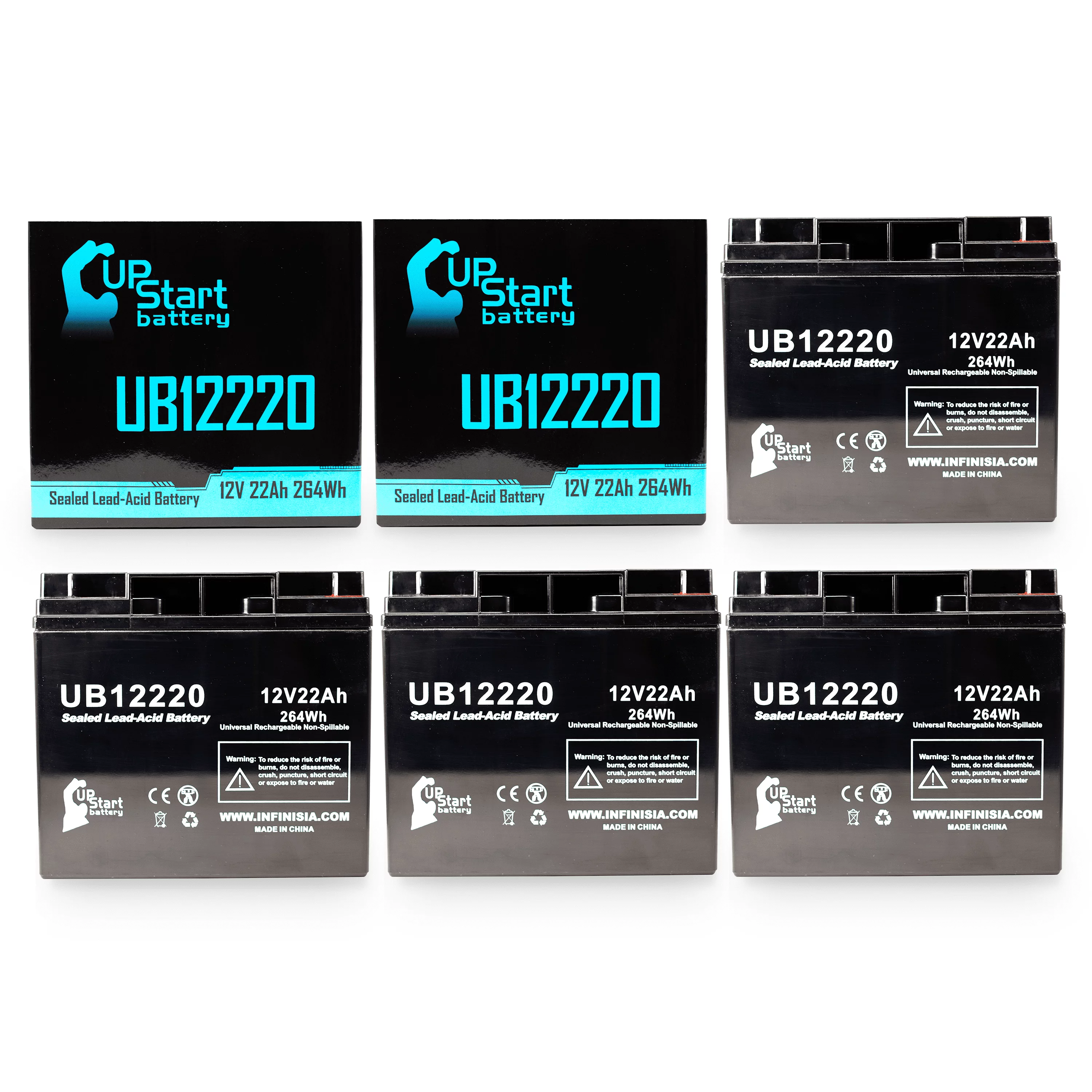 4x Pack - Compatible Levo LC Battery - Replacement UB12220 Universal Sealed Lead Acid Battery (12V, 22Ah, 22000mAh, T4 Terminal, AGM, SLA)