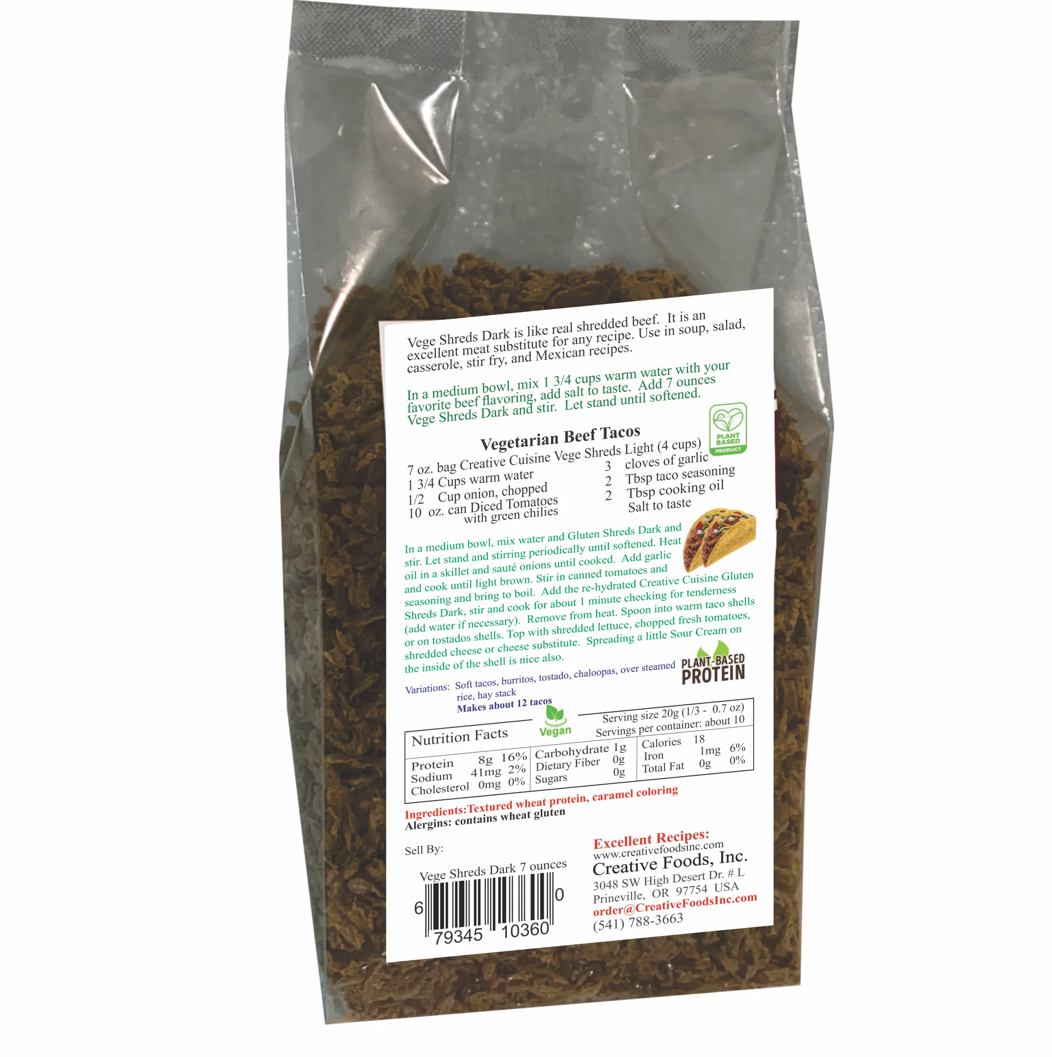 Vege Shreds Mixed Light & Dark, Veggie Meat, Shredded Beef, Shredded Chicken, 12 - 7 oz. bags, FREE Shipping