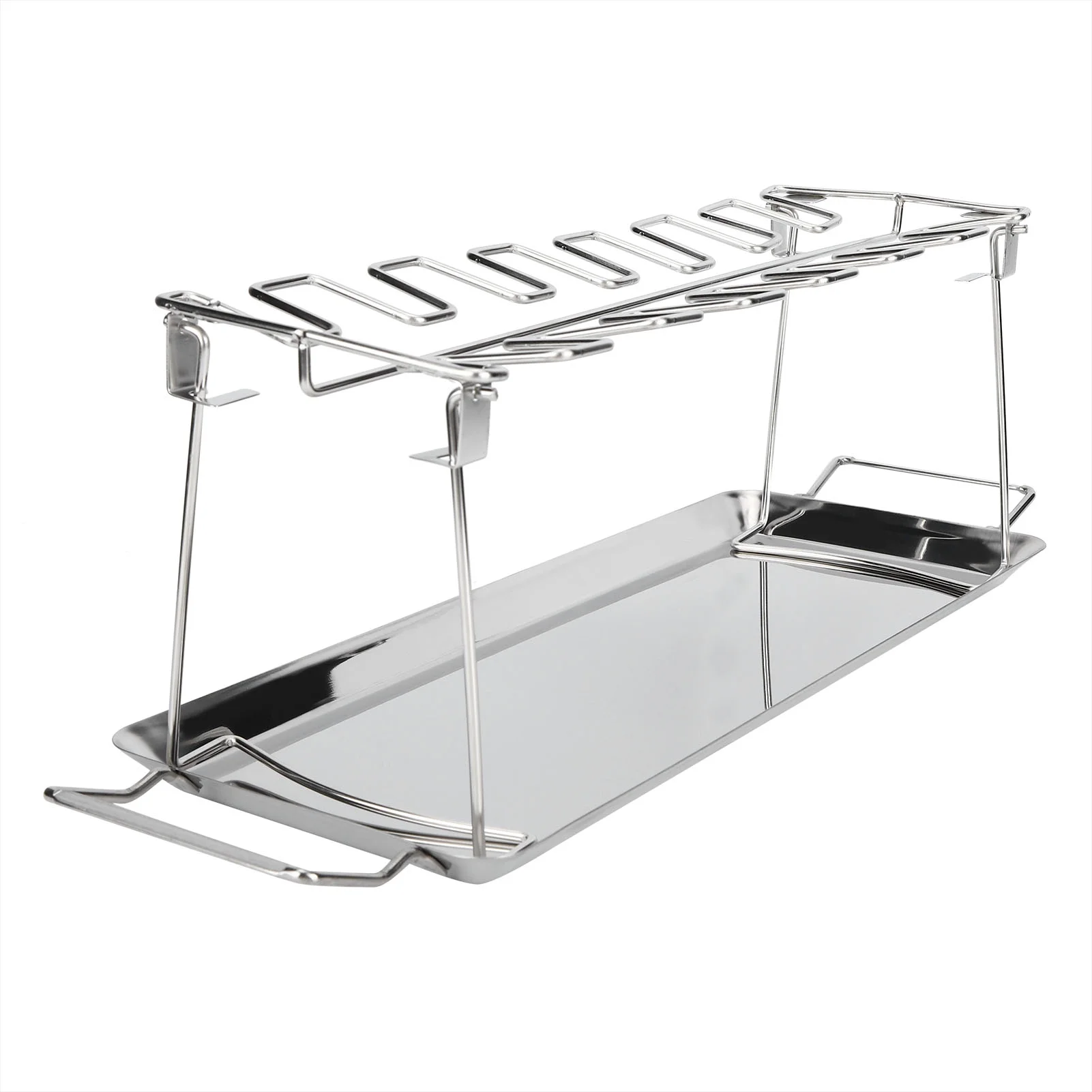 ZPSHYD Rejilla para Patas de Pollo, Rejilla para Patas y alas de Pollo Soporte para asador de Metal de Acero Inoxidable con Bandeja de Goteo Accesorio para Barbacoa