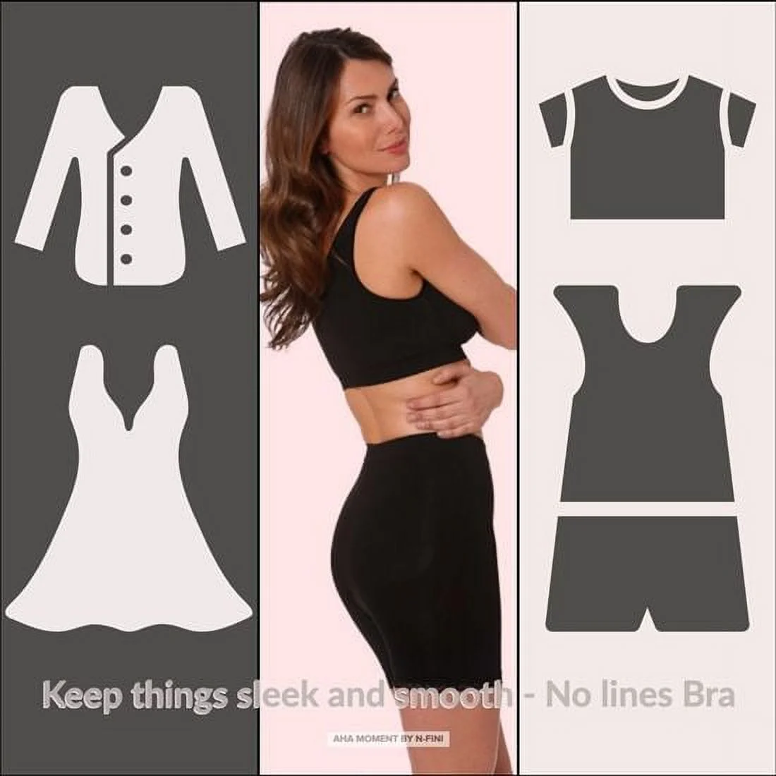 Aha Moment by N-fini 570 Women's Plus Seamless Non-padded Wire-free Bra L/2X Black