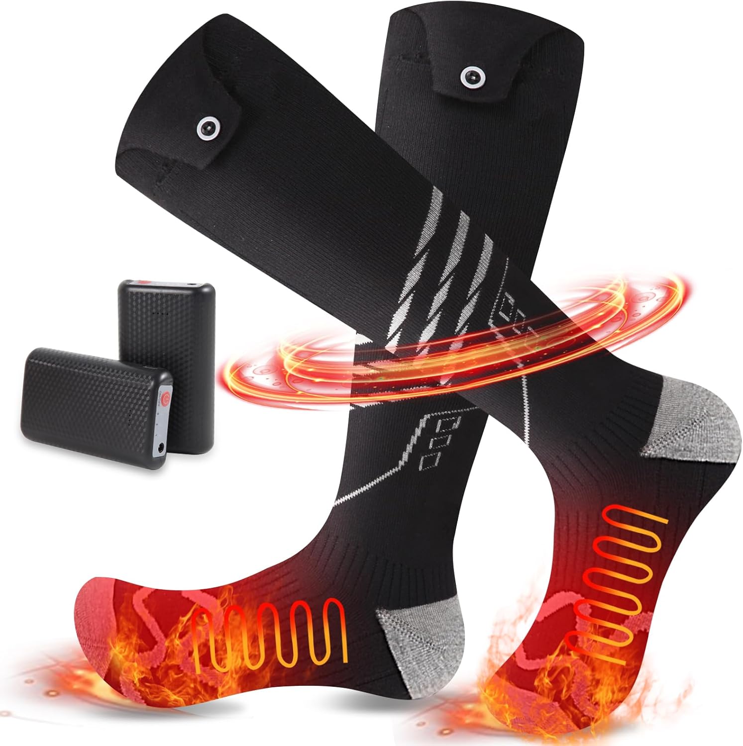 Rechargeable Heated Socks for Women and Men, Electrical Heating Socks with 4500mAh Battery 3 Adjustable Temperature for Outdoor Riding Camping Hiking Motorcycle Skiing