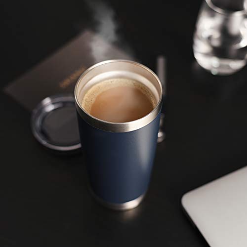 DOMICARE 20oz Stainless Steel Tumbler Bulk with Lid, Double Wall Vacuum Insulated Travel Mug, Powder Coated Coffee Cup, Powder Black, 8 Pack