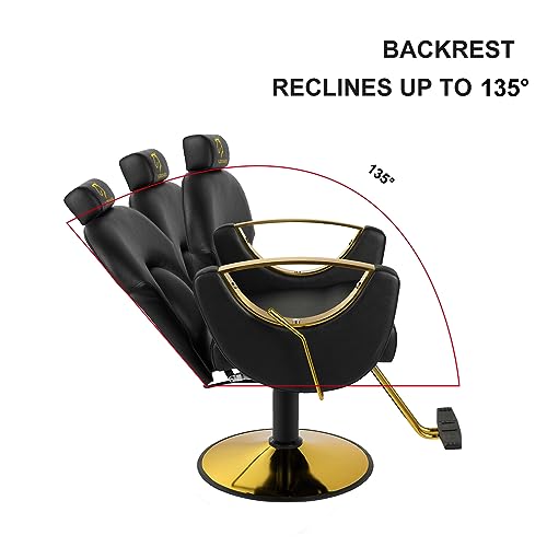 Reclining Barber Chair Salon Chair Height Adjustable Hydraulic Chair Barber Chairs Salon Hydraulic Recliner Chair Hydraulic Pump Profession Shampoo Chair Beauty Salon - Pink