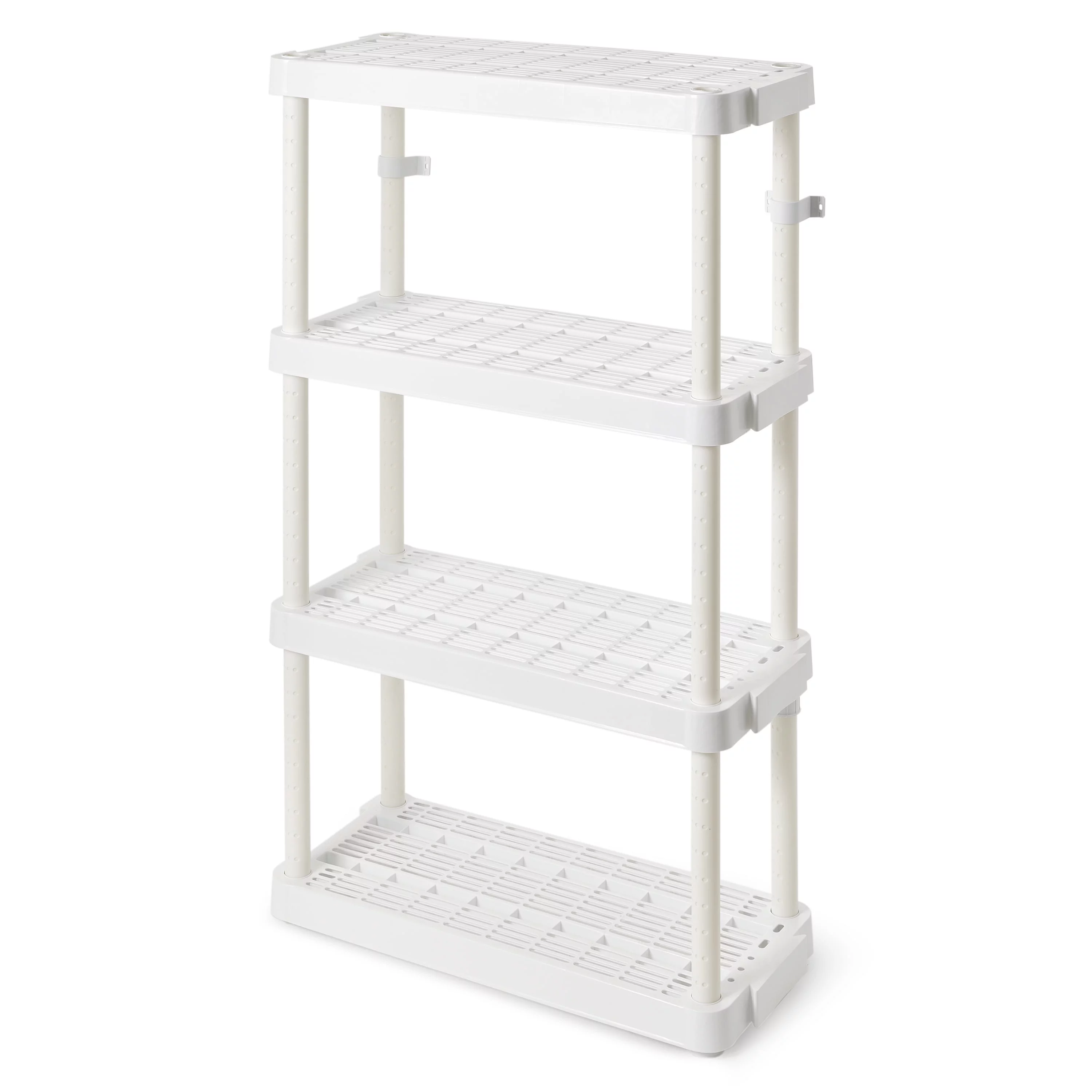 Gracious Living 4 Shelf Adjustable Height Storage Unit, White (2 Pack)