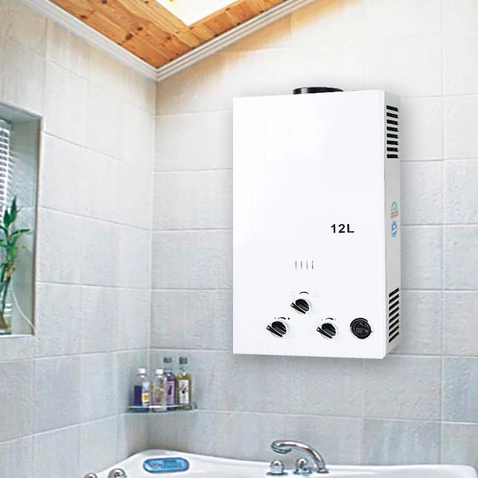 TCMT 3.2 GPM 12L Tankless Water Heater LPG Liquid Propane Gas Instant Hot Boiler with Digital Display