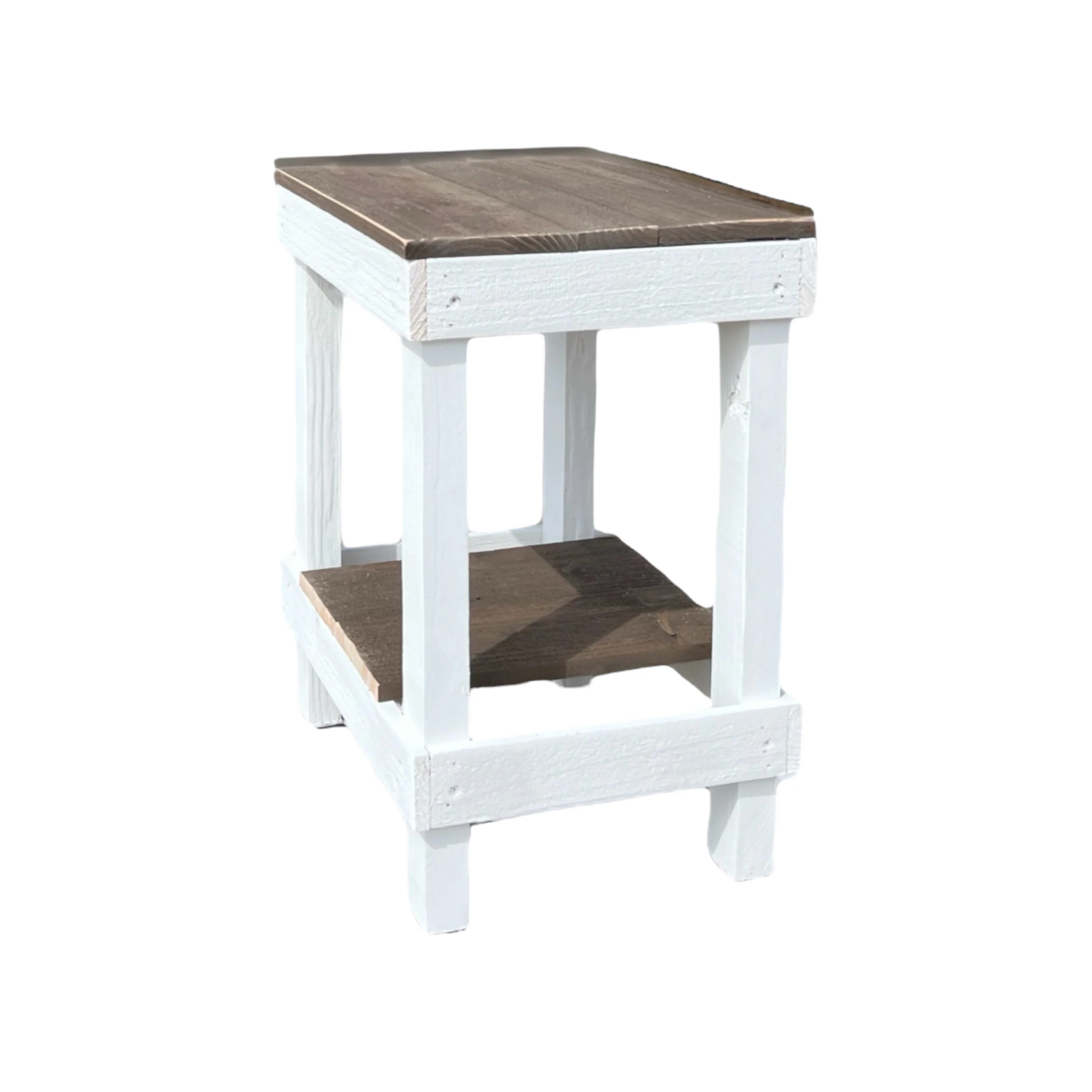 Woven Paths Reclaimed Wood Slim End Table, Dark Walnut/White 22.75 in H x 14 in D x 19 in W