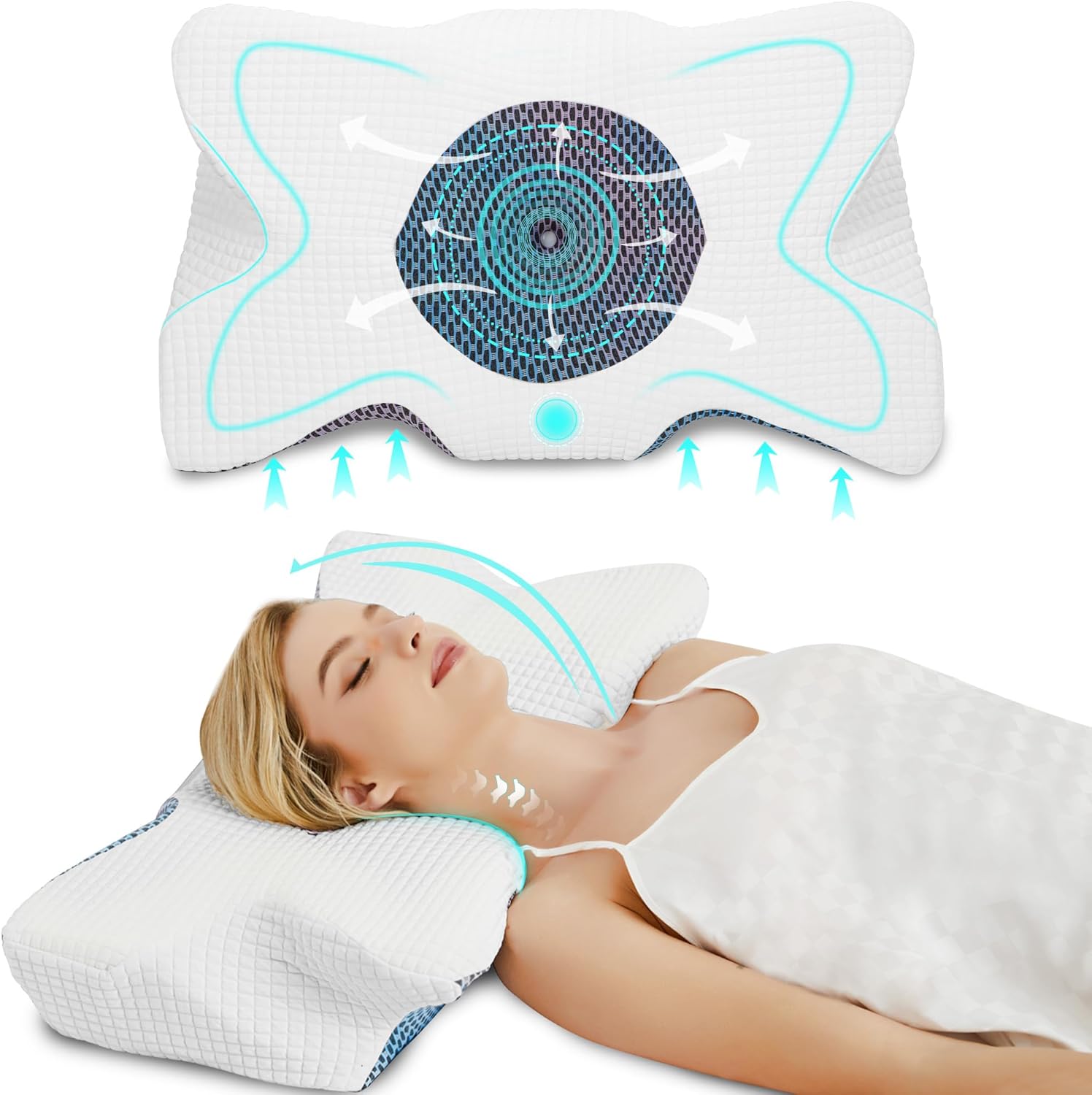 Cervical Neck Pillow for Pain Relief,Neck Pillows for Sleeping,Ergonomic Memory Foam Cervical Pillow for Neck and Shoulder Support,Contour Bed Pillows for Side, Back & Stomach Sleepers with Pillowcase