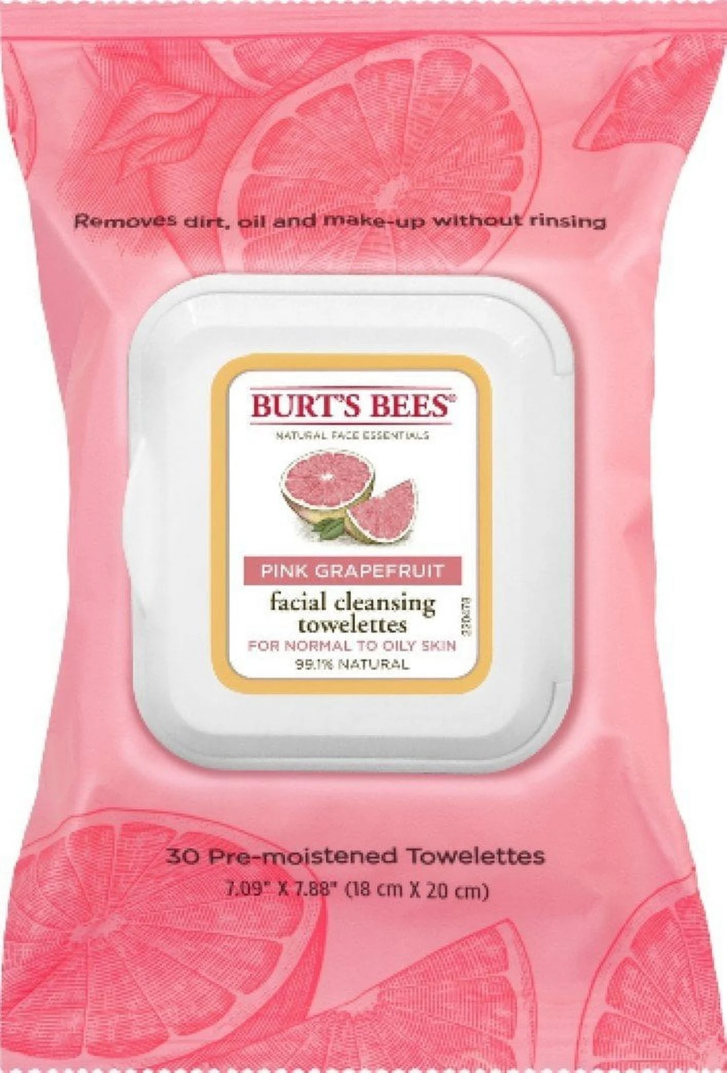 Burts Clnse Towelette Gra Size 30Ct Burts Cleasing Towel Pink Grapefruit 30Ct (3 Pack)