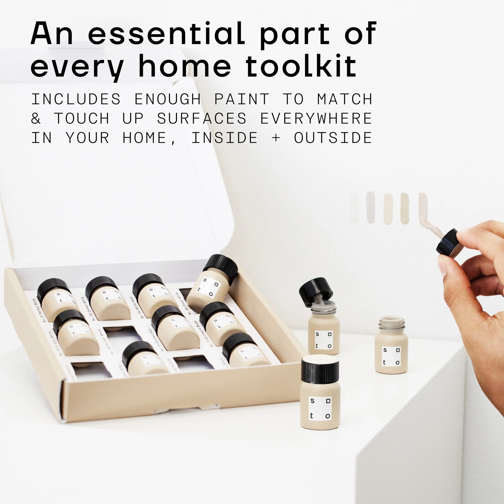 Soto Original Multi-Surface Paint Touch Up, Matte Finish, 1.5 Ounces (Set of 12, Neutral Tones)