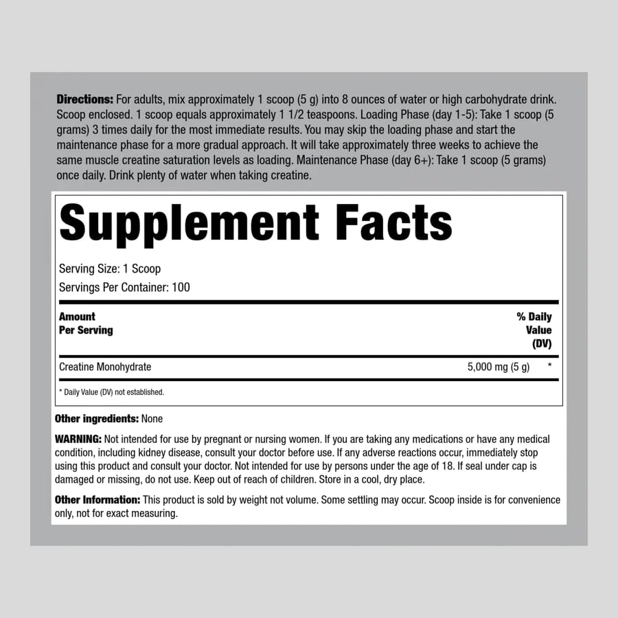 Fitness Labs German Creatine Monohydrate Powder | 1.1 lb | Creapure Fitness Supplement | 100 Servings