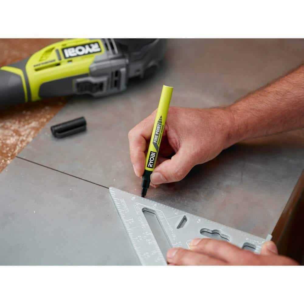 RIDGID AC9946-RPM121 Universal Mobile Miter Saw Stand with Mounting Braces and Black Fine Point Permanent Workshop Marker