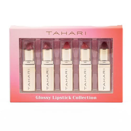 VOTUM Tahari Lipstick Set, Super Lustrous 5 Piece Gift Set, Multi-Finish, Cream Pearl & Matte, Pack of 5 (Red)