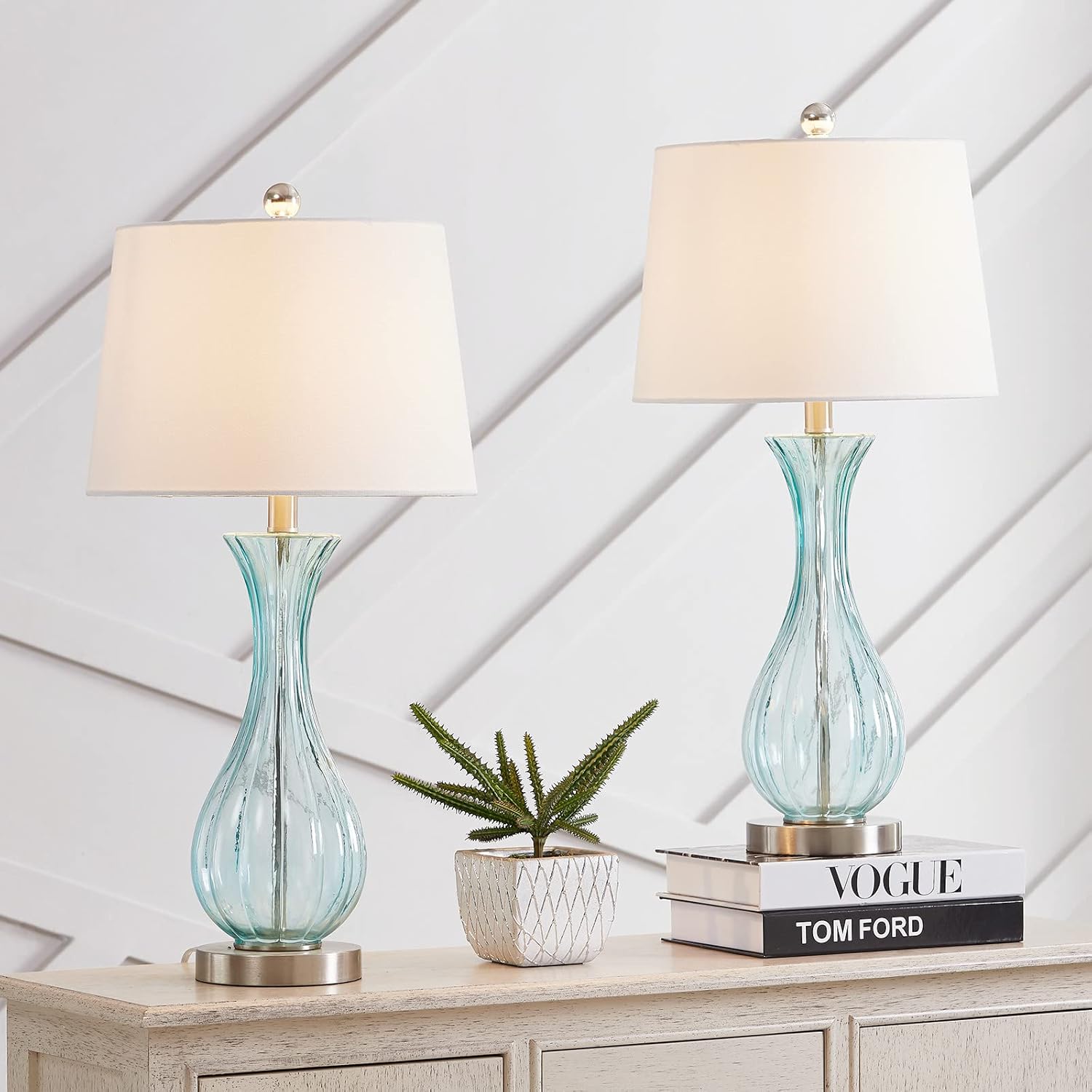 Maxax Coastal Glass Table Lamps Set of 2, Modern 25.5