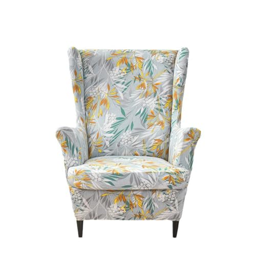 Stretch Armchair Slipcovers Armchair Cover for Recliner Sofa Wing Chair Slipcovers 2 Pieces, Printed Spandex Wingback Chair Covers for Living Room
