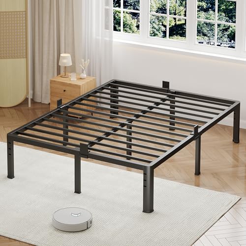 NKZ 14 Inch Full Bed Frame, Sturdy Metal Platform with Round Corner Legs, 3,500 lbs Heavy Duty Steel Slat Support, Easy Assembly, Noise Free, No Box Spring Needed
