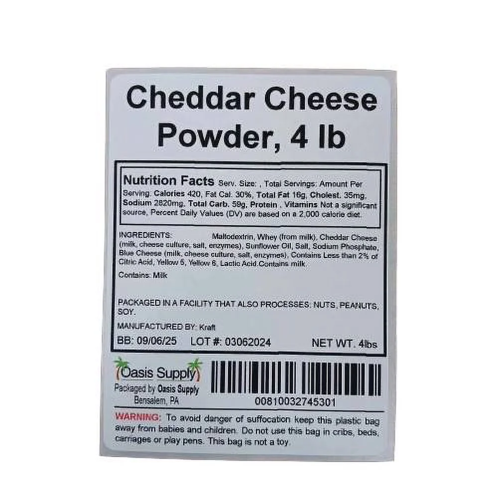 Oasis Supply Cheddar Cheese Powder - 4lb Package