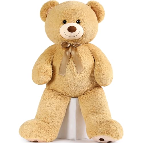 MorisMos 5ft Giant Teddy Bear Stuffed Animal, Large Stuffed Bear with Footprints, Big Life Size Teddy Bear Plush Gifts for Wife, Girlfriend, Women on Valentine, Christmas, Birthday