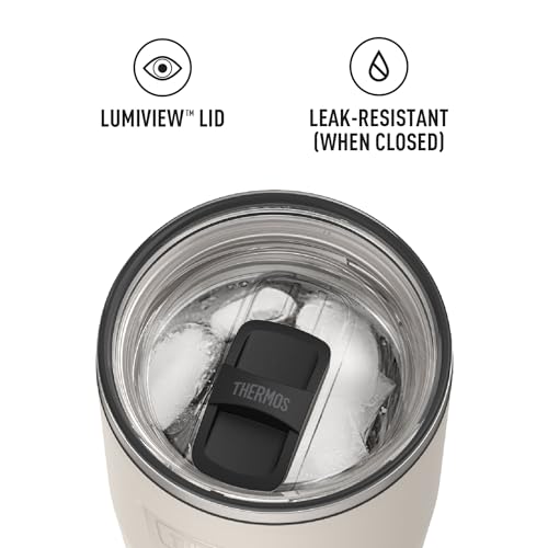 THERMOS ICON SERIES, Stainless Steel Cold Tumbler with Slide Lock, 24 Ounce, Sandstone