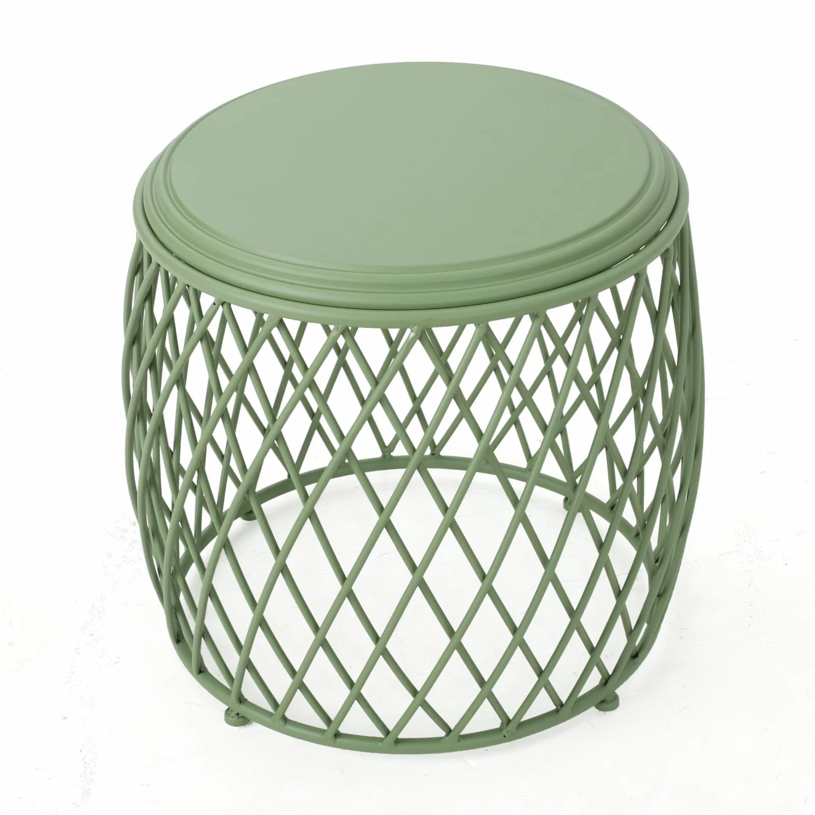 Ramiel Outdoor Metal Mesh 19 Inch Side Table - Matte Blue