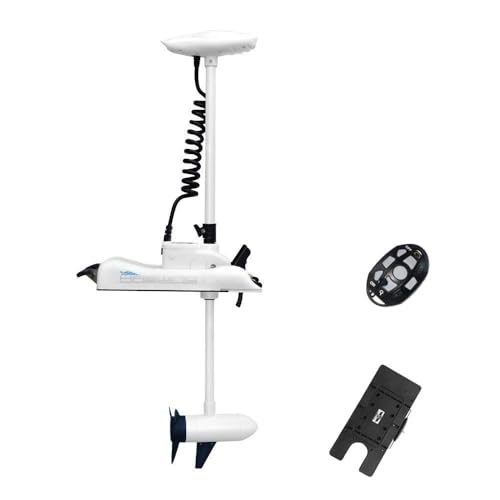 AQUOS Haswing White 12V 55LBS 48inch Bow Mount Trolling Motor with 2.4G Remote Control, Quick Release Bracket for Inflatable Boat Kayak Bass Boat Aluminum Boat Fishing, Freshwater/Saltwater Use