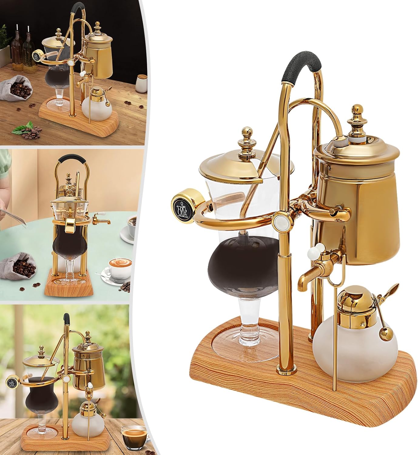 Luxury Royal Family Balance Syphon Siphon Coffee Maker Gold Siphon Brewer, Classic Retro Luxury