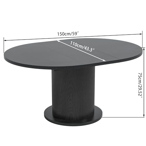 31.5 inch Round Dining Table for 2, Modern Farmhouse Kitchen Table, Small Circle Dining Tables with Wood Strip Base for Kitchen Living Room (Walnut)