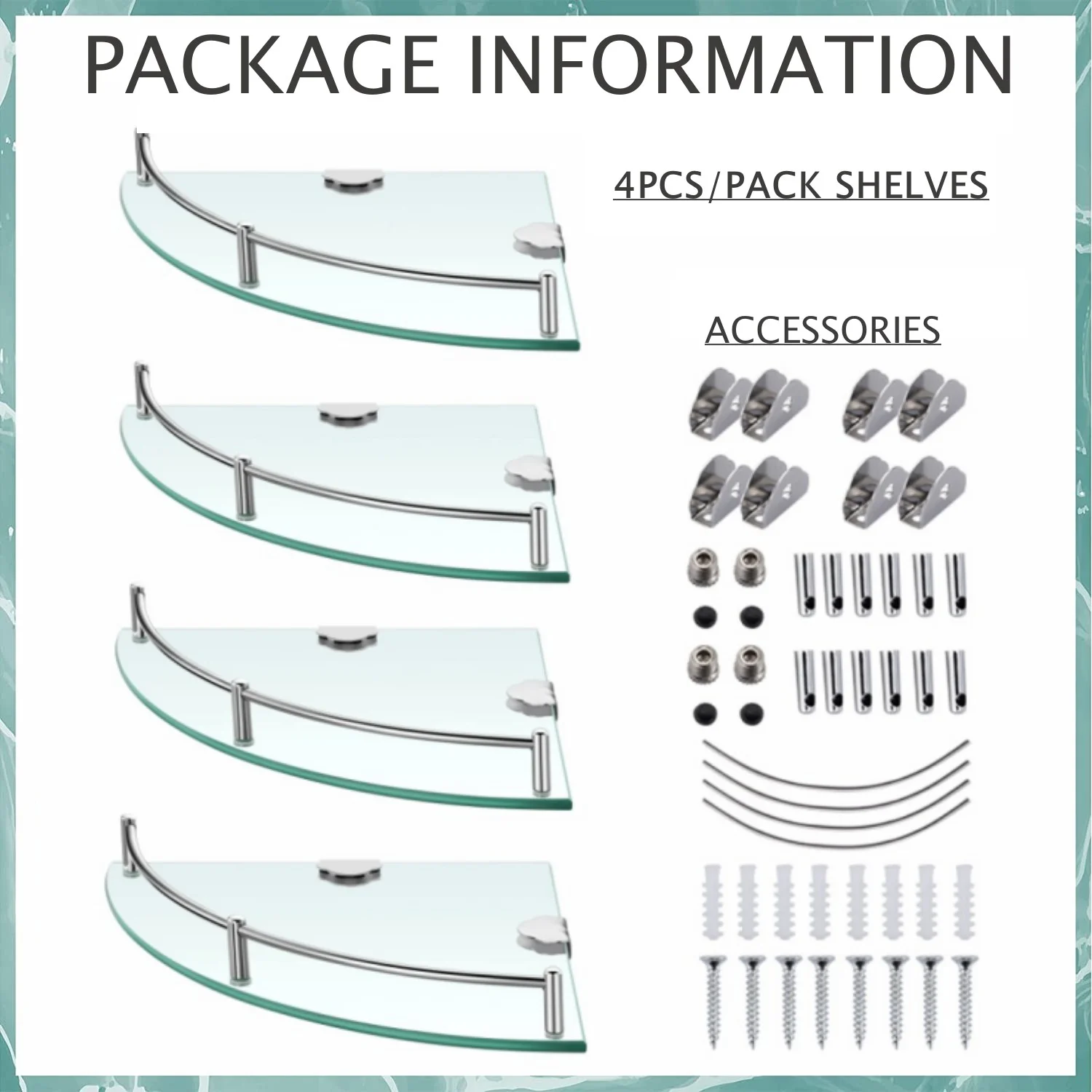 Lefree 4 Pack Bathroom Shelf Tempered Glass Floating Wall Shelves