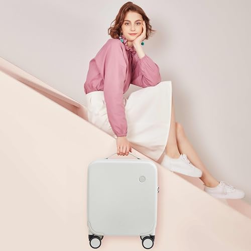 mixi Upgrade Carry on Luggage 14 Inch Underseat Personal Item Suitcases with Spinner Wheels, Hardside Rolling Suitcase PC with TSA Lock Lightweight Travel Case, Fine Grid Black