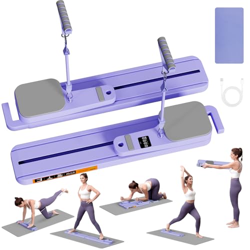 Upgraded Pilates Reformer Machine - 6-in-1 Fitness Board & Pilates Equipment Set with Ab Workout Equipment, Multifunctional Push-Up Board, Resistance Bands, Balance Board & Timer for Full Body Workout
