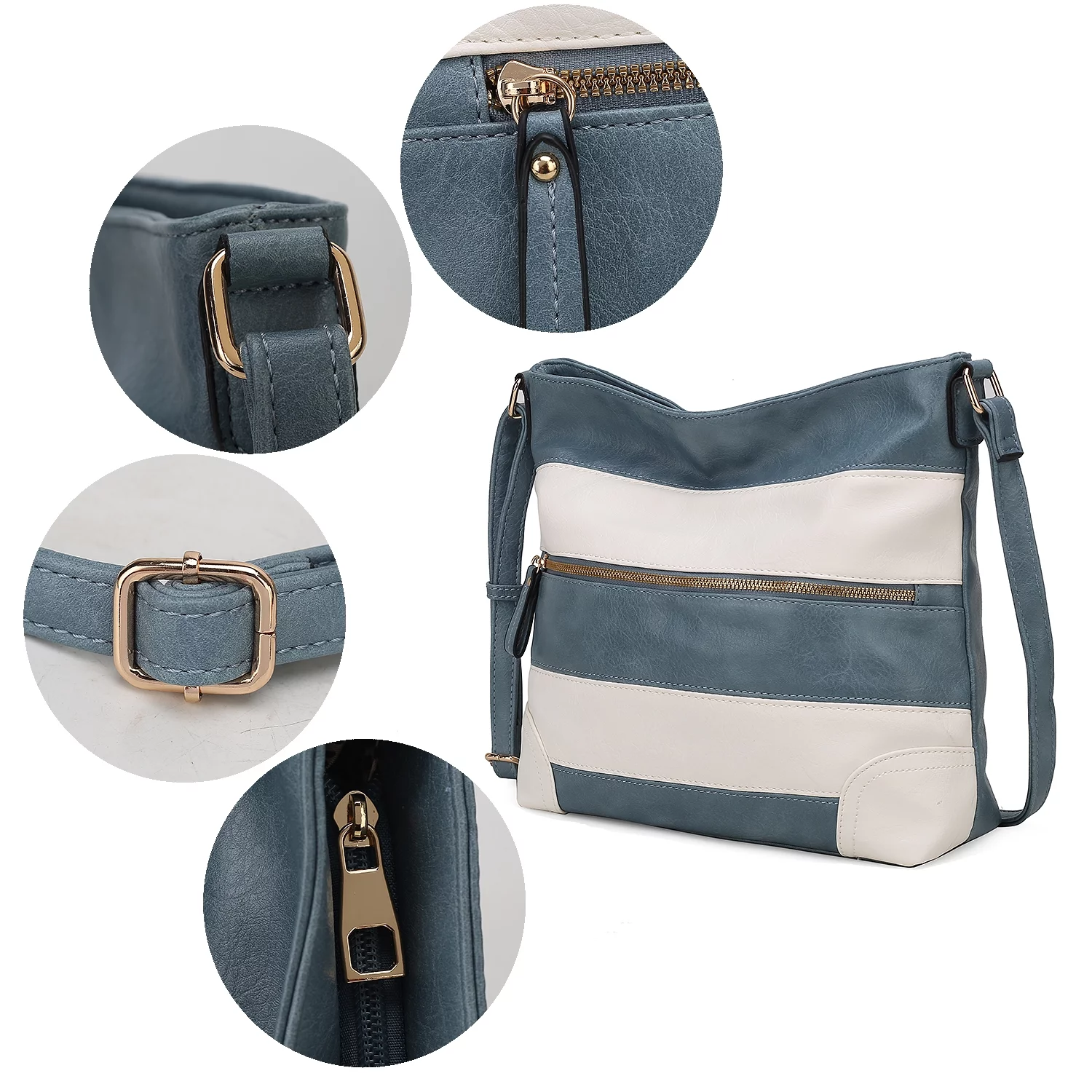 MKF Collection Leighton Striped Vegan Leather Women's Shoulder Handbag by Mia K. - Black