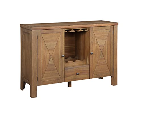 , Server, Gray Fabric, Rustic Brown & Oak Finish DN01133 Servers, Sideboards & Buffets